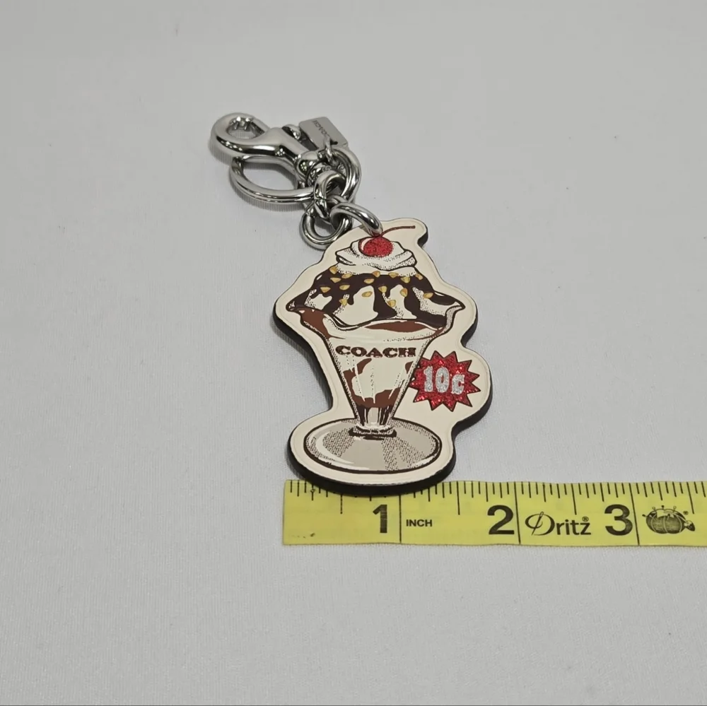 Coach Ice Cream Sundae Chalk/Multi Leather Bag Charm